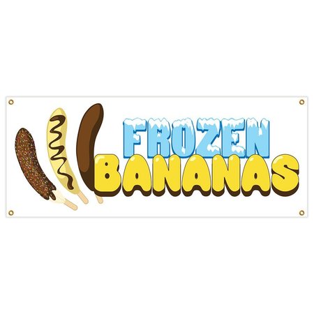 SIGNMISSION Frozen Bananas Banner Heavy Duty 13 Oz Vinyl with Grommets B-Frozen Bananas